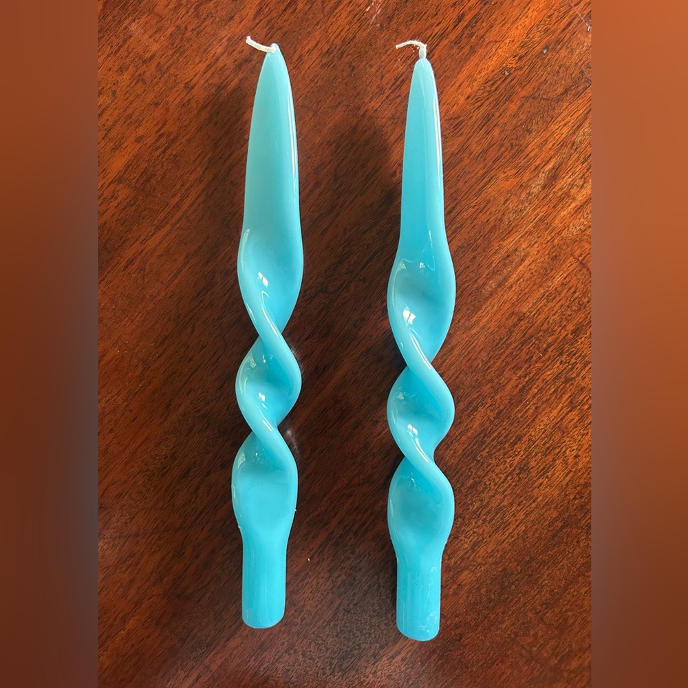 Meloria Twisted Taper Candles turquoise